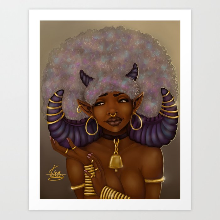 black Afro fantasy woman wall art