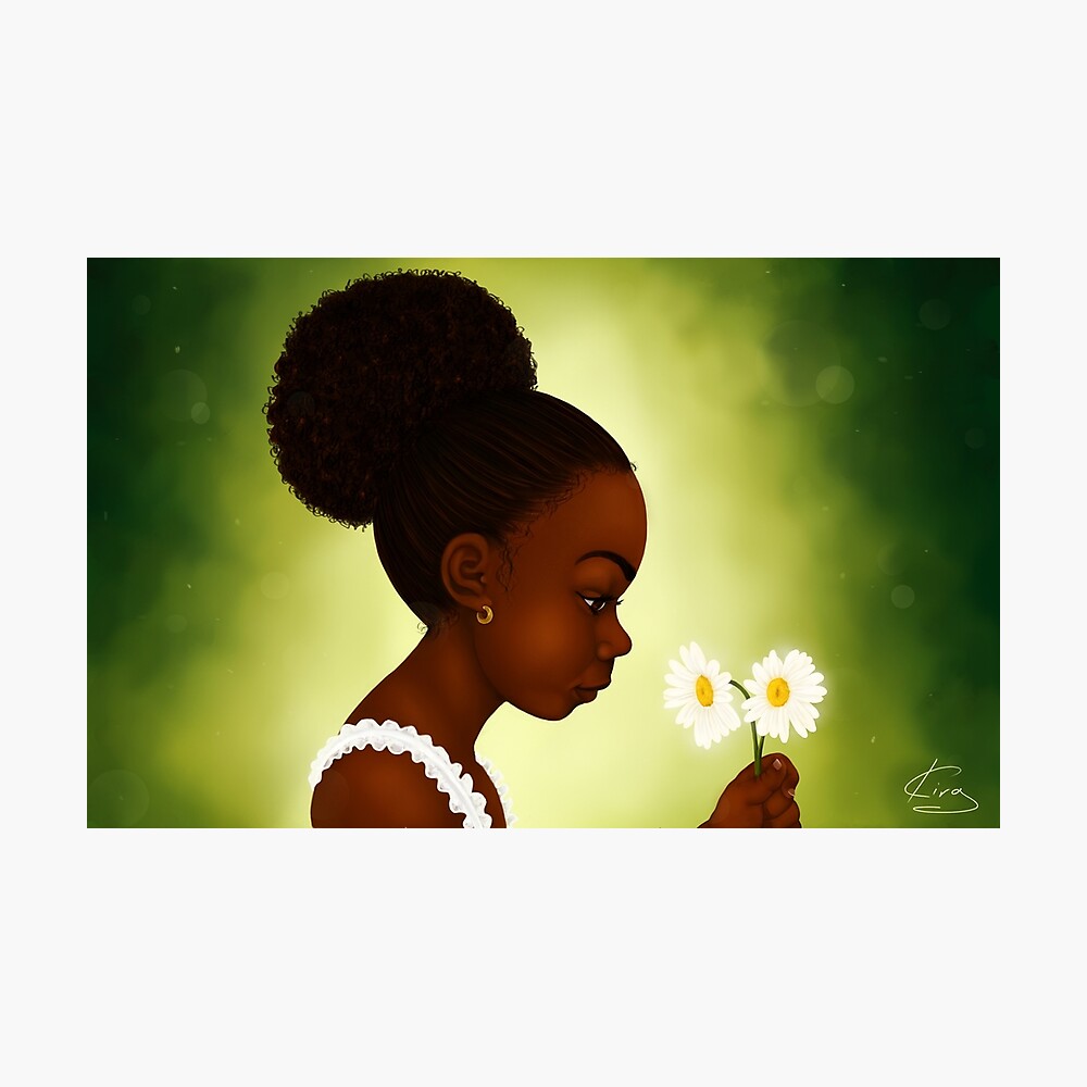 digital painting of young black girl 