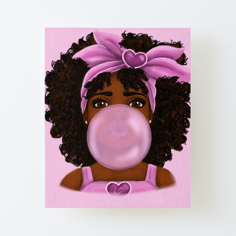 black girl canvas mounted print