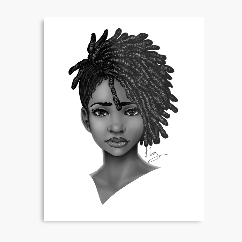 black woman metal print