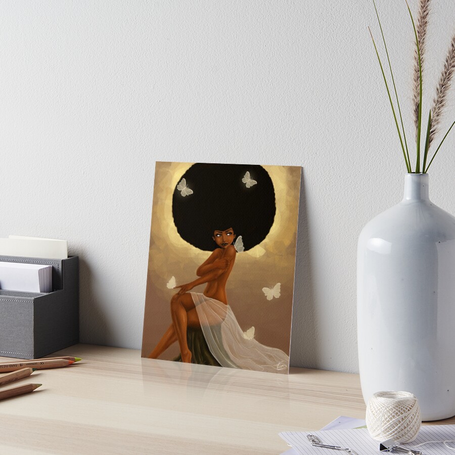 black woman art board print