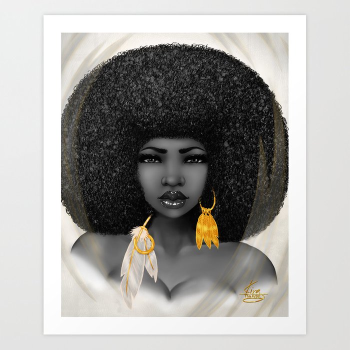 black Afro woman wall art