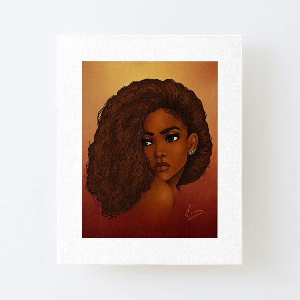 beautiful black woman canvas mounted print