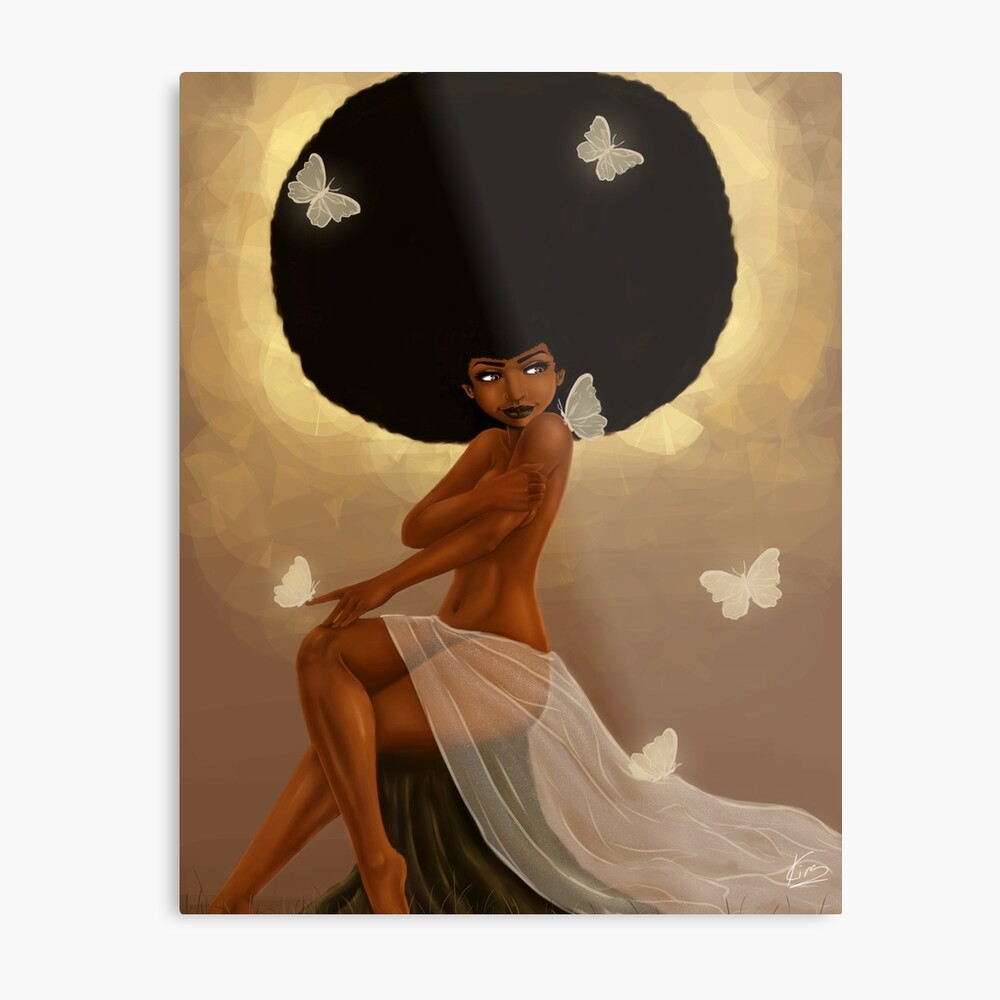 black woman metal art print