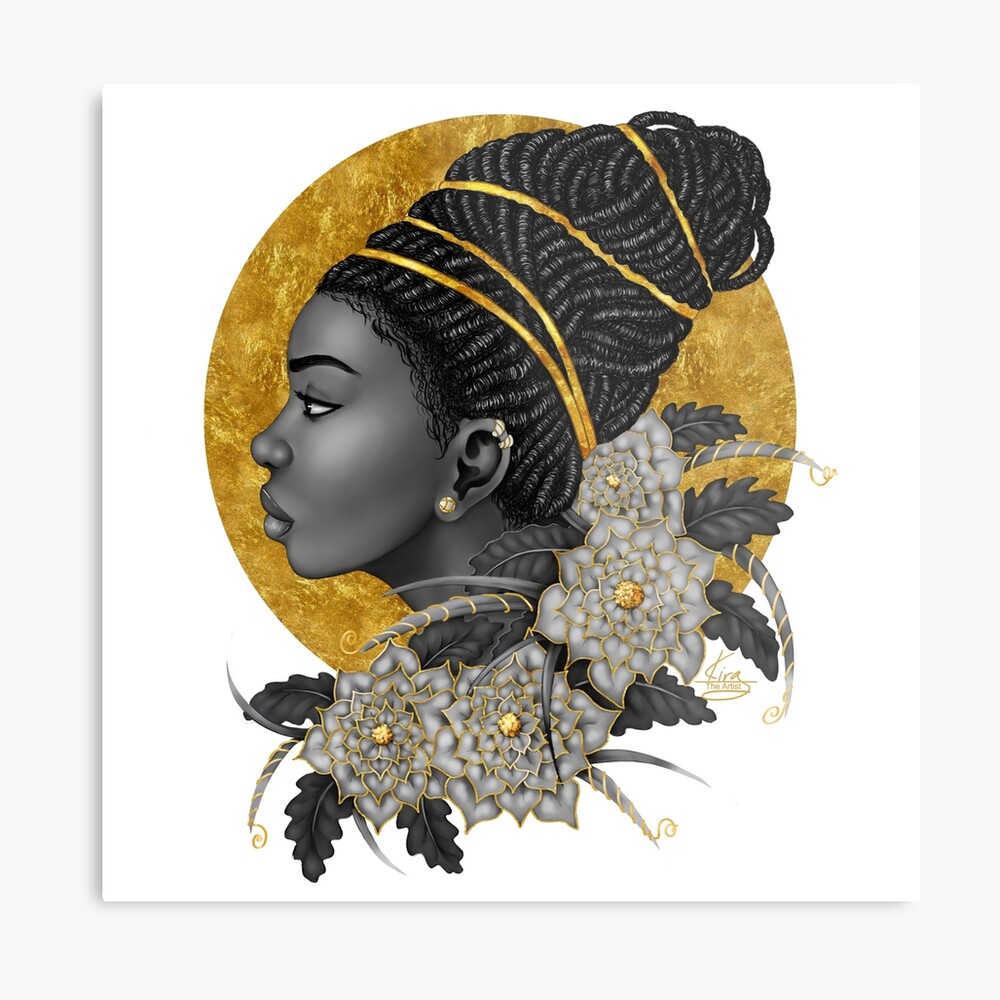 black woman metal print