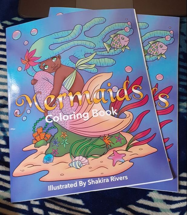 Two Afro Mermaid Coloring books for girls