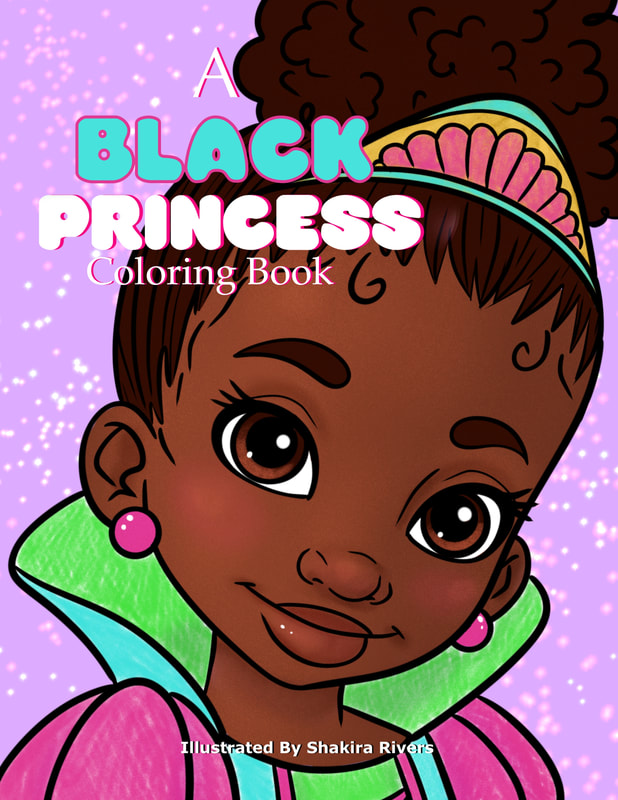 Product: Image of a black princess coloring book cover